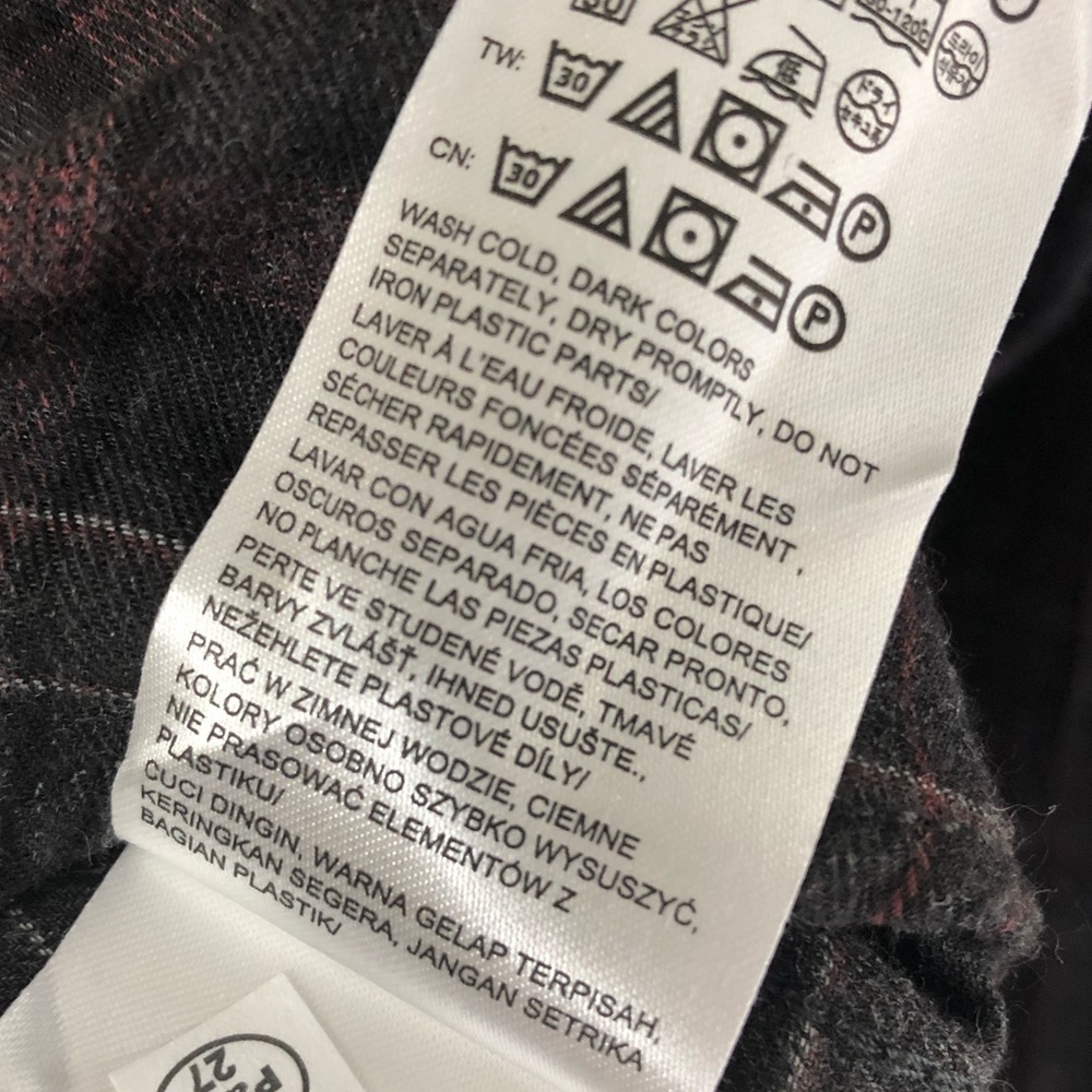 Calvin Klein Maroon/black Flannel Button Down L - Picture 6 of 6